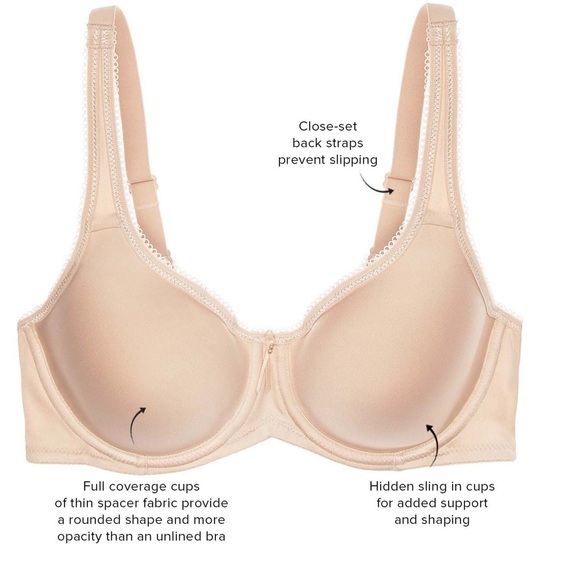 WACOAL T shirt lightweight breathable tan full bust underwire bra 853192 NWT - Picture 3 of 10